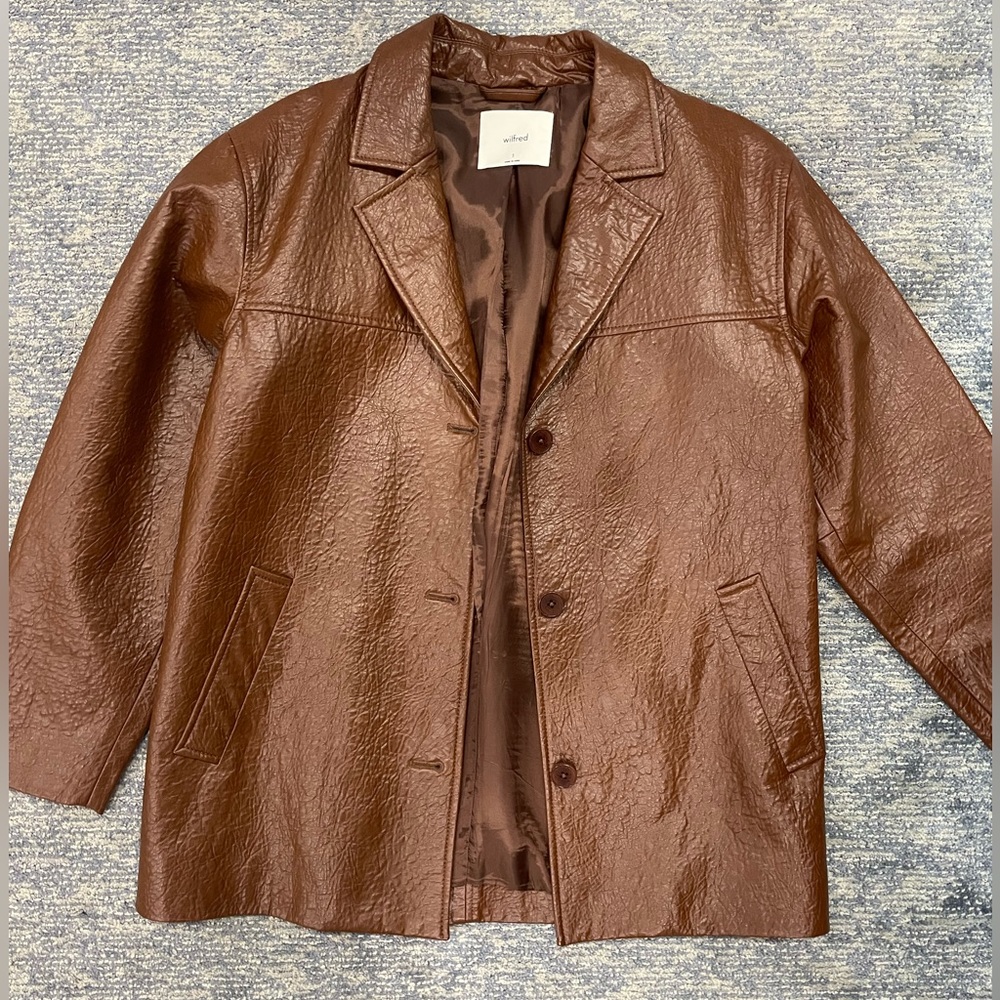 Brown faux Leather Blazer !